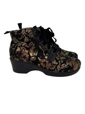 Alegria Eliza Regal Copper Floral Ankle Boots